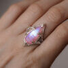 "Twilight Tear" ring with moonstone r. 19
