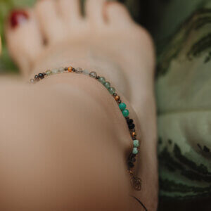 Ankle bracelet with tourmaline and turquoise - Dance of the Earth