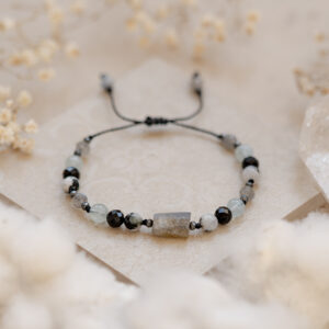 natural bracelet with labradorite on a light background