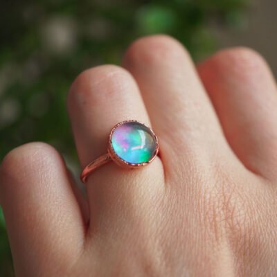 Pierścionek z Aurora Opalem - Rozmiar 11.5