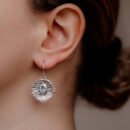 Srebrne kolczyki z topazem – Topazowe Słońca z kamieniem