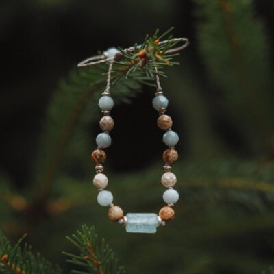 Bransoletka z akwamarynem i jaspisem „Ziemia i Woda”