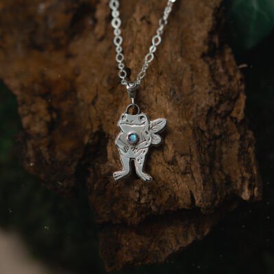 Srebrny naszyjnik z kamieniem księżycowym – Żabka | Spirit Dust