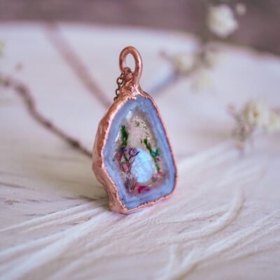 Naszyjnik Świt Księżycowy - Agat i Kamień Księżycowy