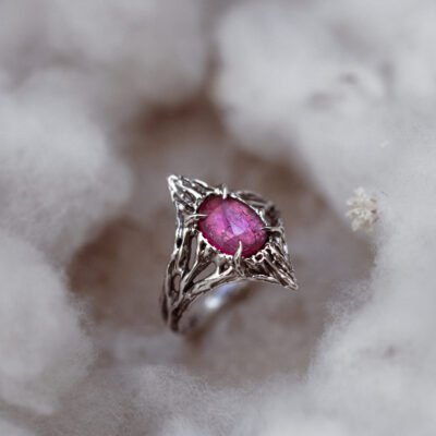 Silberring rosa Turmalin „Flamme der Rose“ 19