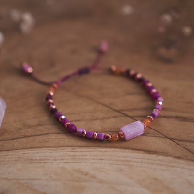 Bransoletka Siły i Miłości - Kunzyt, Rubin, Granat