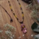 Naturhalskette - Eichenblatt mit Citrin, Achat