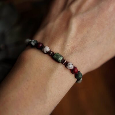 Magia Ziemi - Bransoletka z Serafinitem i Agatem Mszystym