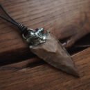 Runic Algiz Talisman with Agate Arrowhead