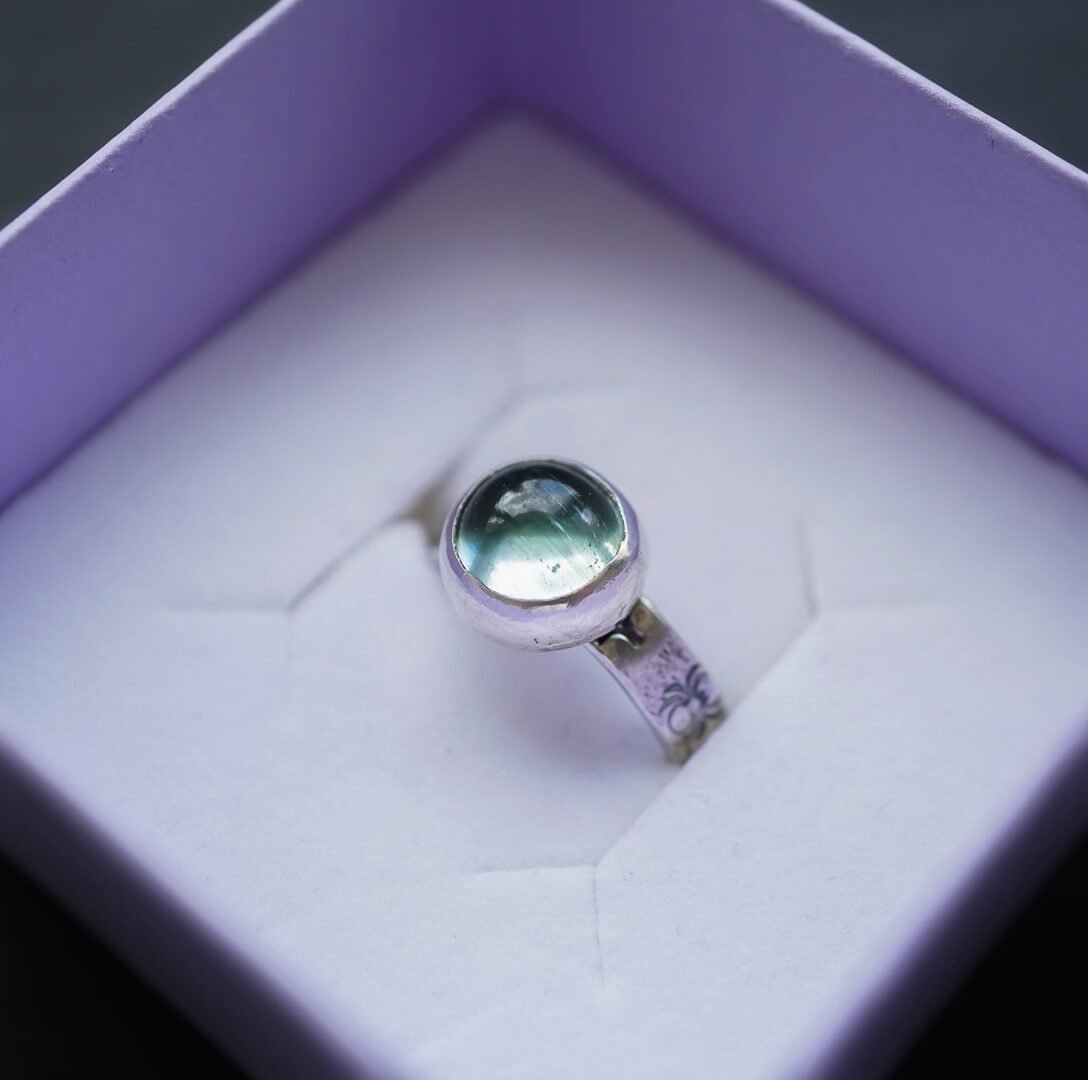 Pierścionek z turmalinem błękitnym – srebro rozmiar 13 - obrazek 5