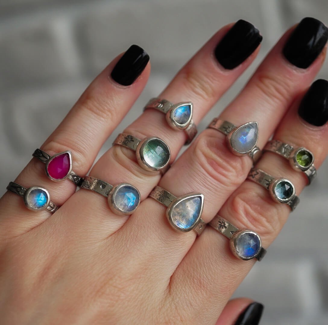 Pierścionek z turmalinem błękitnym – srebro rozmiar 13 - obrazek 8