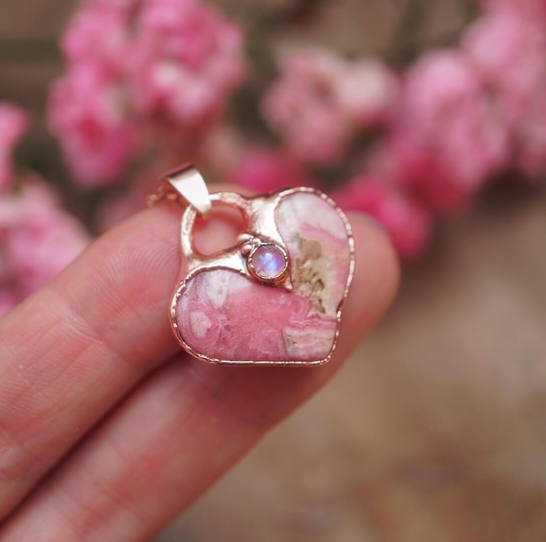 Naszyjnik z Rodochrozytem - romantyczne serce - obrazek 2