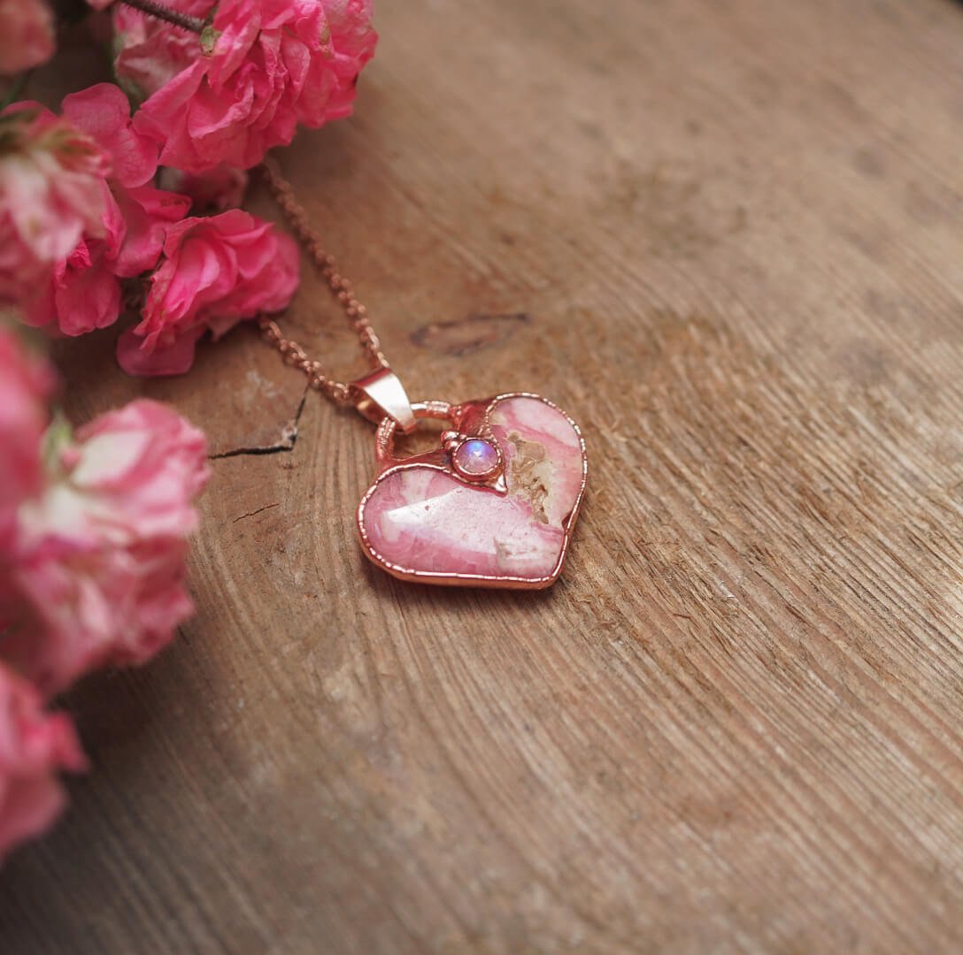 Naszyjnik z Rodochrozytem - romantyczne serce - obrazek 4