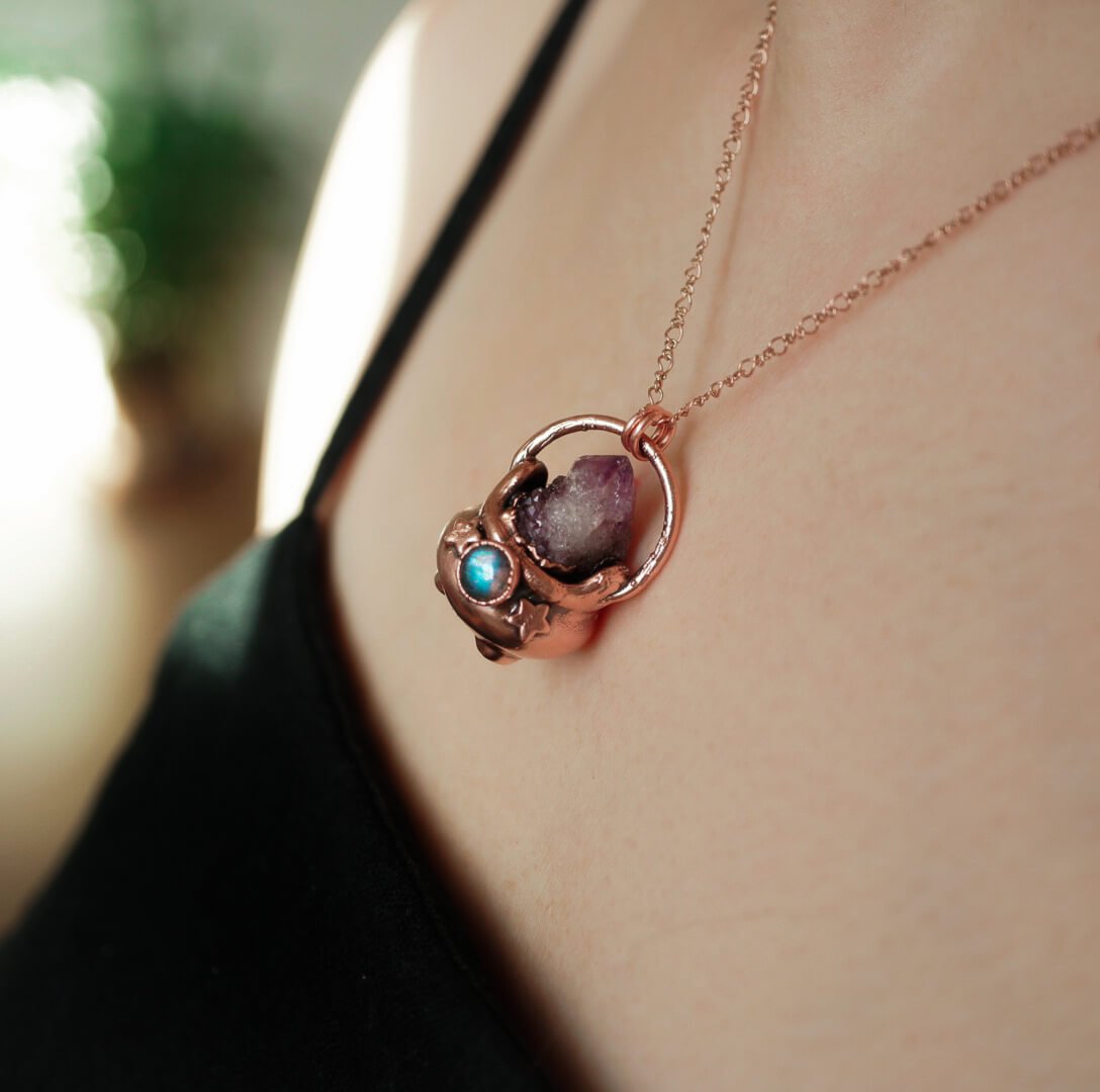 Naszyjnik Kociołek Czarownicy z Ametystem i Labradorytem - obrazek 3