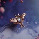 Miedziany Pierścionek Ćma z Księżycowym Kamieniem, r. 13