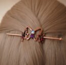 Miedziana Spinka do Włosów Motyl z Kamieniami