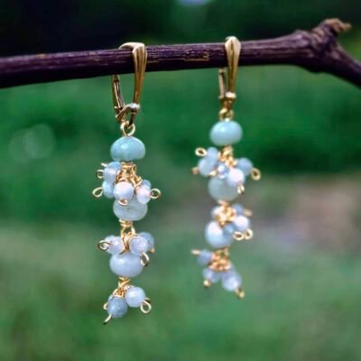 Kolczyki z akwamarynem – Niebiańska Plaża z pozłacanego srebra