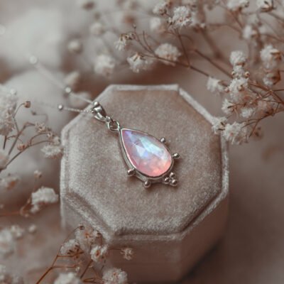 naszyjnik z kamieniem księżycowym srebro