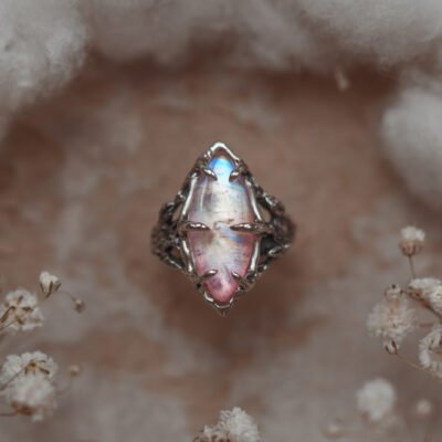 Silver ring moonstone - ethereal, r. 16