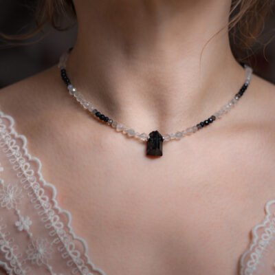 naszyjnik z turmalinem czarnym srebro 925