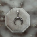 Srebrny naszyjnik księżyc z różowym szafirem - Moon Whisper