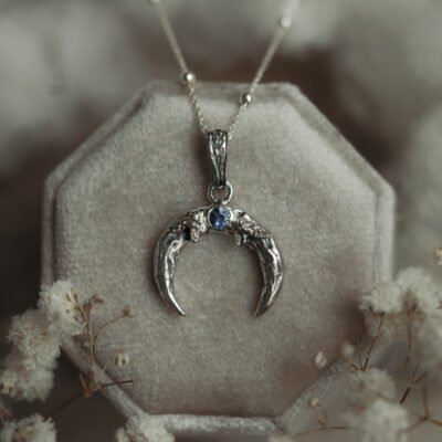 Srebrny naszyjnik księżyc z iolitem - Moon Whisper