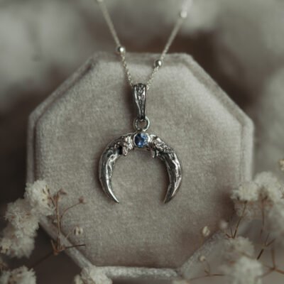 Srebrny naszyjnik księżyc z iolitem - Moon Whisper