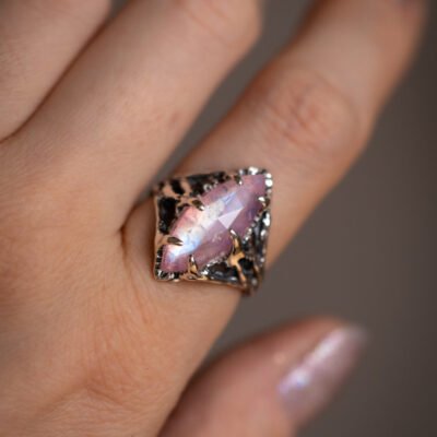 Ring mit Mondstein, Größe 18,5, aus 925er Silber