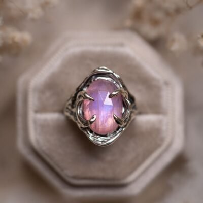 Faceted moonstone in an Elara silver ring